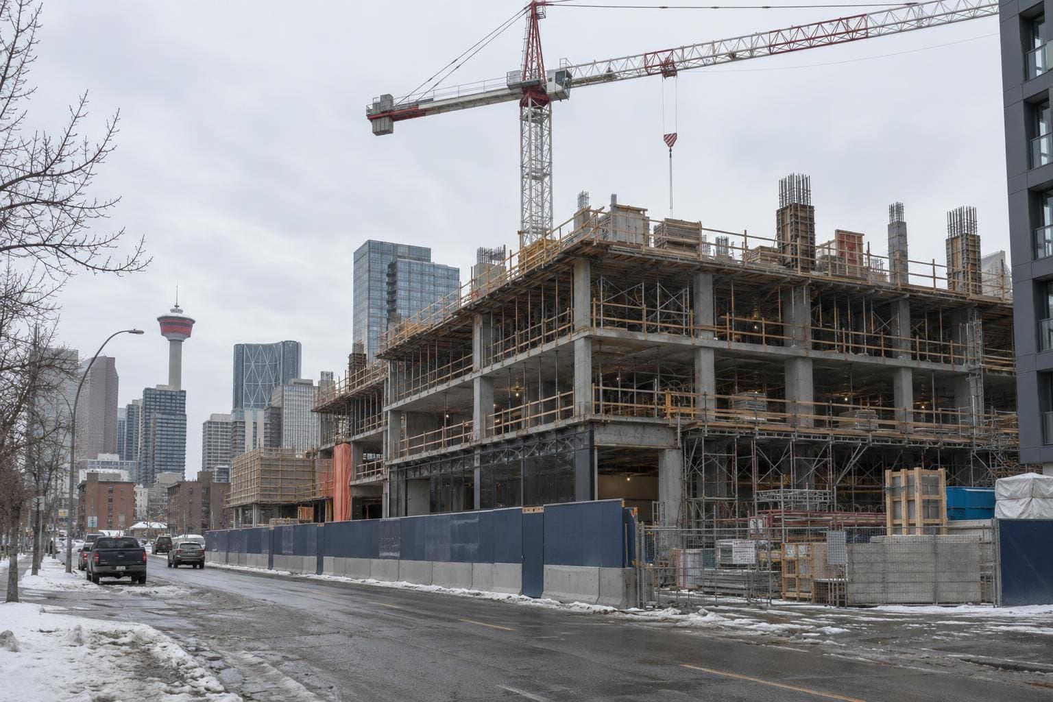 A Calgary commercial construction site — a general illustration for: CSA Group publishes new standard for modular construction sector