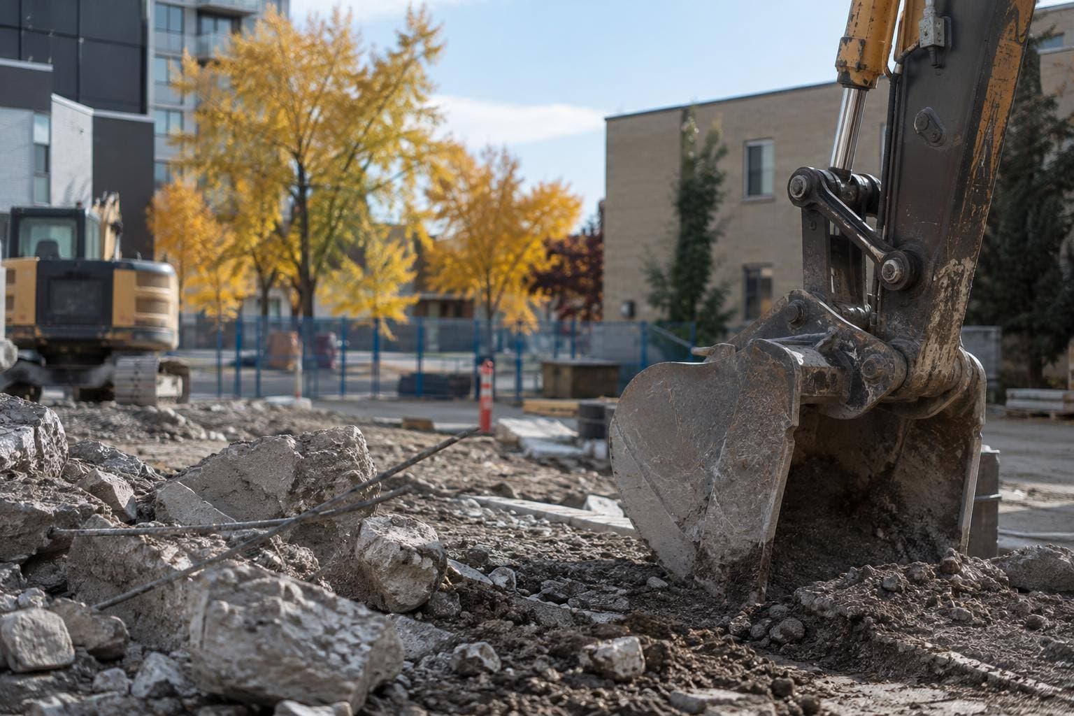 A documentary view of the Downtown West site associated with the Onyx development, showing the existing urban property and surrounding buildings at street level with no text or signage in frame.